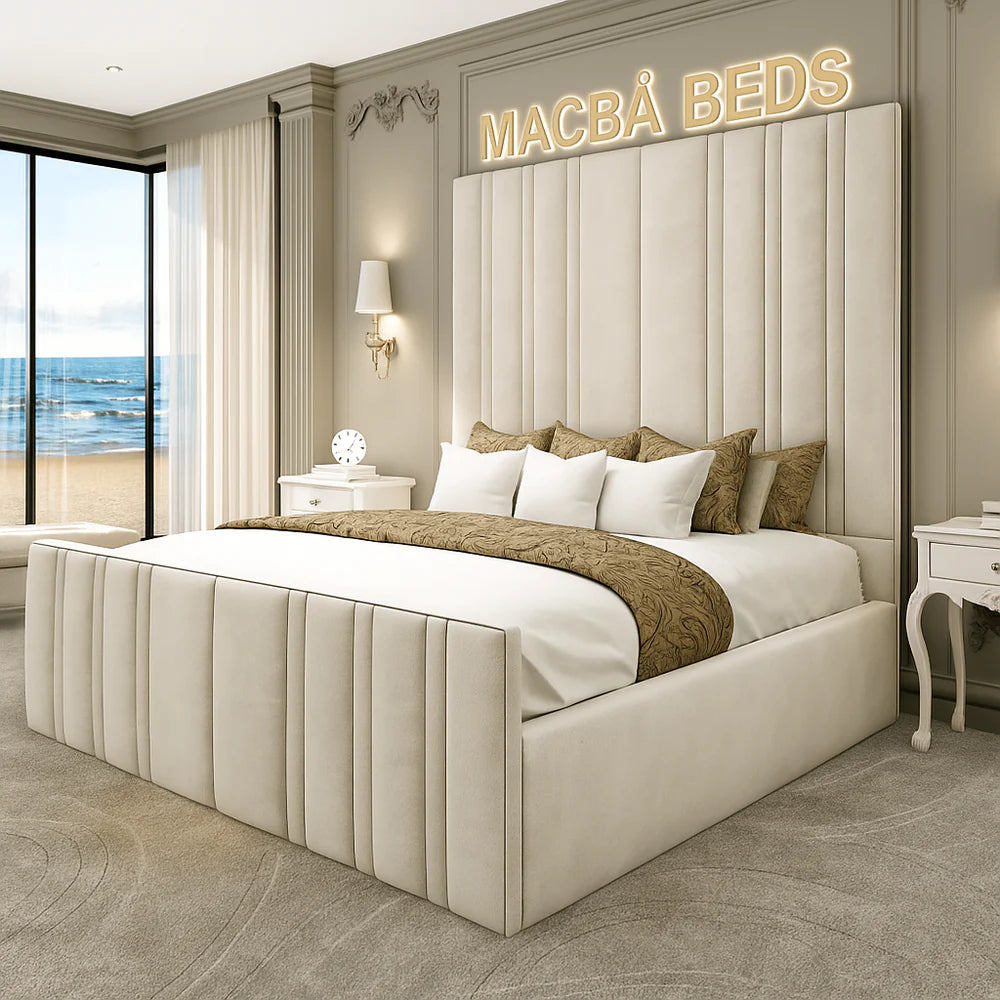 Tall Headboard Bed Frame – Luxury Upholstered Bed with Ottoman Option | Yorkshire Beds