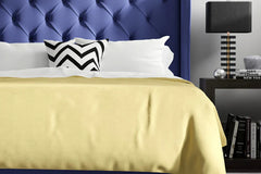 The Windsor Sapphire Velvet Wingback Upholstered Bed with Button-Tufted Headboard – Luxury Blue Velvet Bed Frame UK”