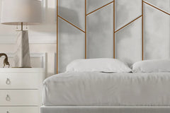 “The Monaco Noir Designer Bed – Grey Velvet Upholstered Bed Frame with Gold Panel Headboard, Modern Luxury Bed UK”