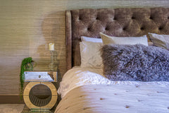 The Windsor Sapphire Velvet Wingback Upholstered Bed with Button-Tufted Headboard – Luxury Blue Velvet Bed Frame UK”