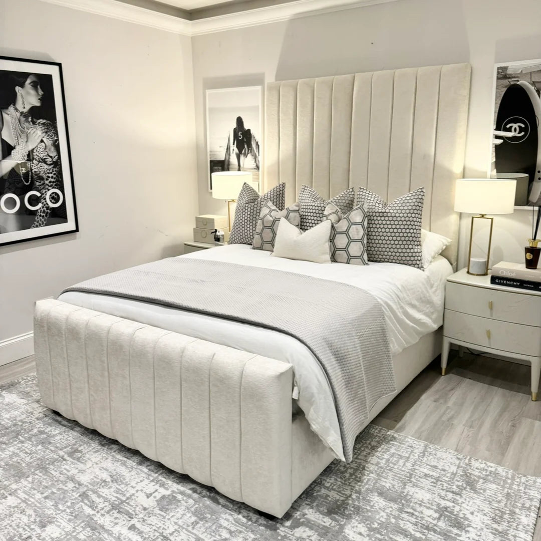 The Knightsbridge Bed – Cream Velvet Upholstered Bed with Tall Headboard”

“Luxury Cream Velvet Bed Frame with Vertical Panel Design”

“Modern Boutique Hotel Bed in Cream Velvet”

“Slatum Knightsbridge Bed – Tall Headboard Cream Upholstered Frame”