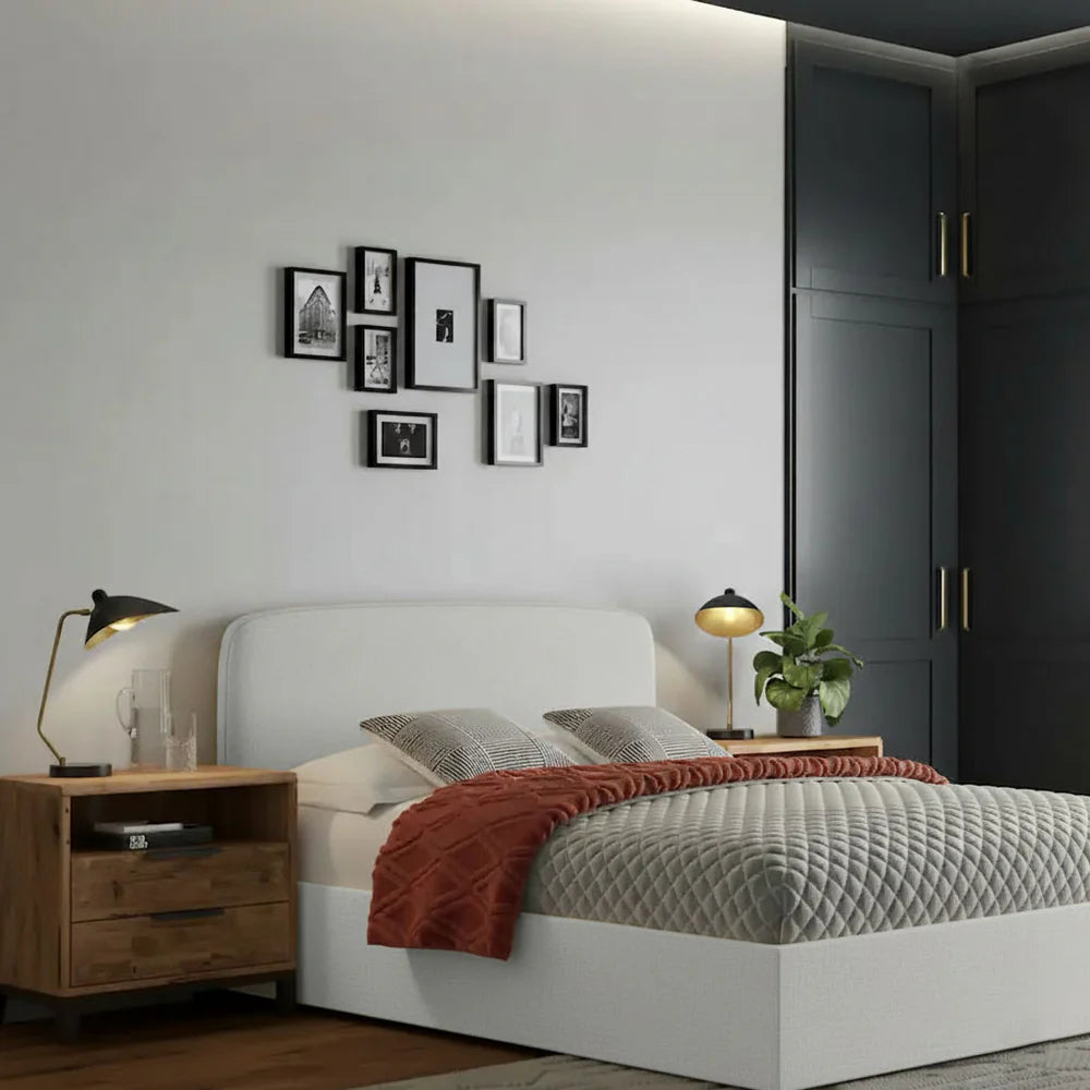 Monroe Ottoman Bed Frame with Curved Headboard – Upholstered Gas Lift Storage (All UK Sizes)
