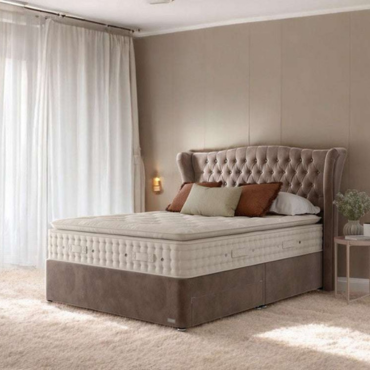 Chesterfield Winged Divan Bed with Memory Foam Mattres