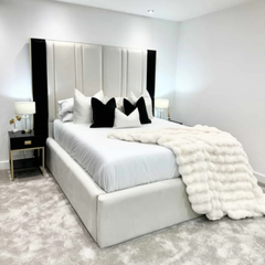 Aurora Cream & Black Velvet Bed