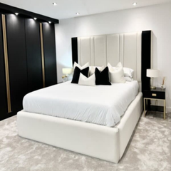 Aurora Cream & Black Velvet Bed