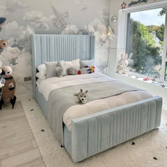 Elara Cream Velvet Bed