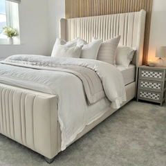 Elara Cream Velvet Bed