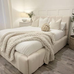 The Mayfair Cream Bouclé Bed