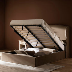 Hearthside Wing Upholstered Bed – Black Velvet Wingback Bed Frame in Bedroom Setting

Side view of Hearthside Upholstered Bed showing curved headboard design

Close-up of plush velvet upholstery on Hearthside Bed headboard

Full bedroom view featuring Hearthside Wingback Bed with modern décor