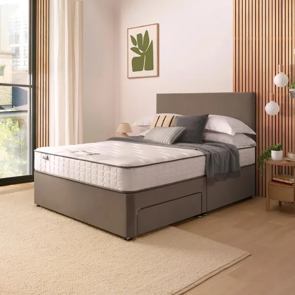 Silentnight Divan Bed Set – Velvet Headboard & 800 Pocket Mattress Silentnight Divan Bed Set – Velvet Headboard & 800 Pocket Mattress - Image 1