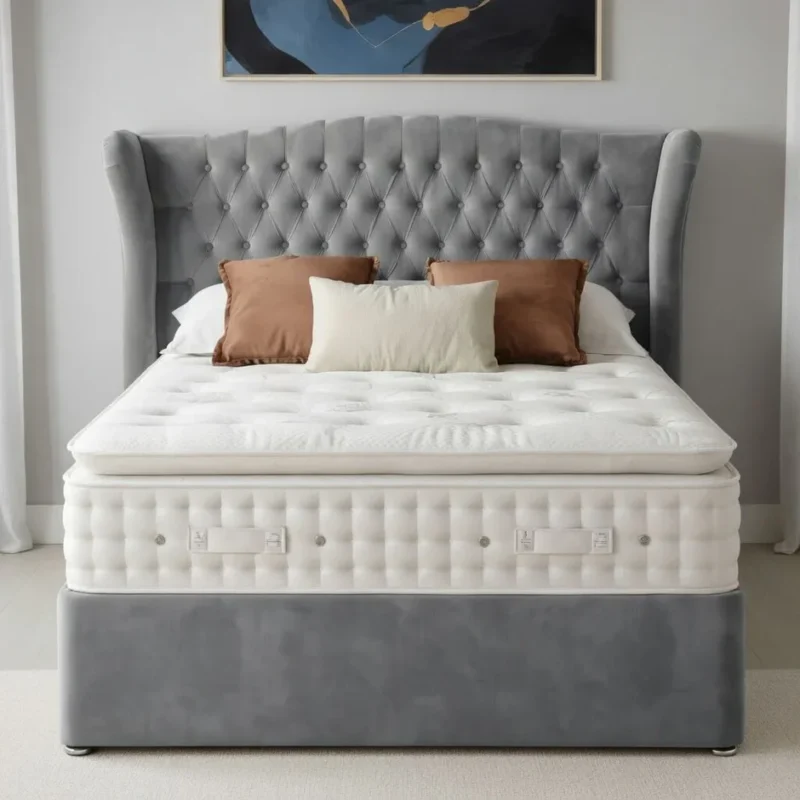 Chesterfield Winged Divan Bed with Memory Foam Mattres