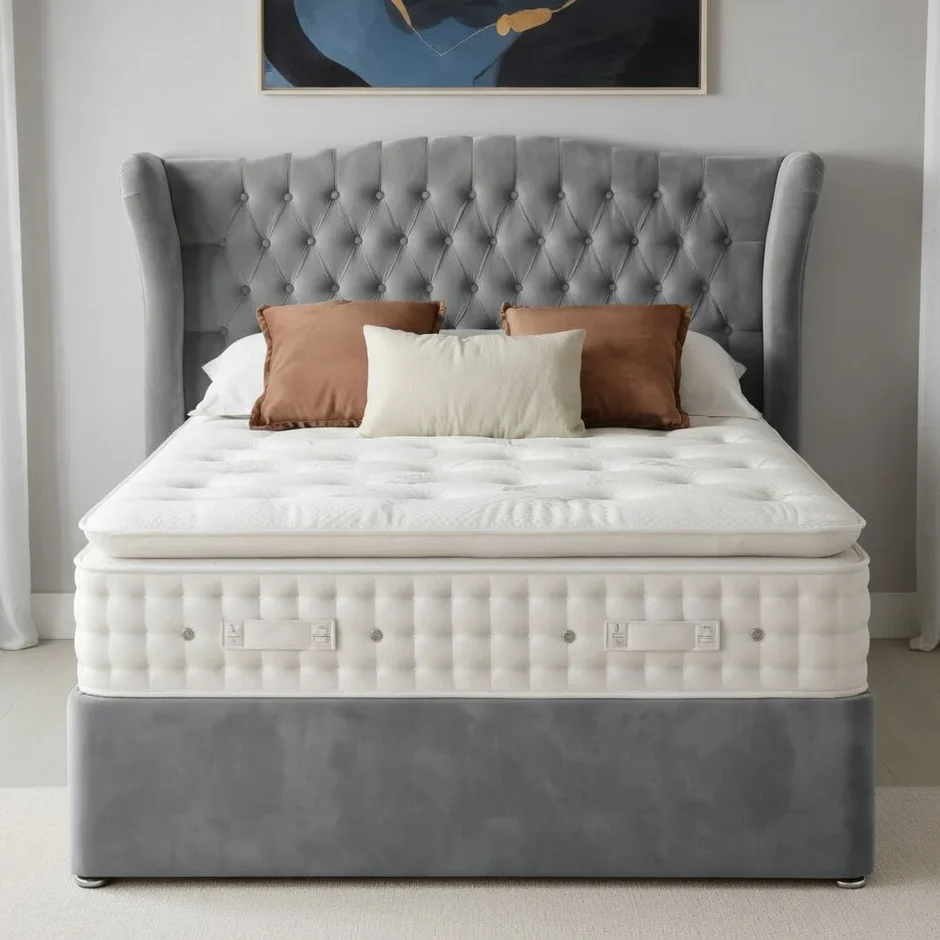 Chesterfield Winged Divan Bed with Memory Foam Mattres Chesterfield Winged Divan Bed with Memory Foam Mattres