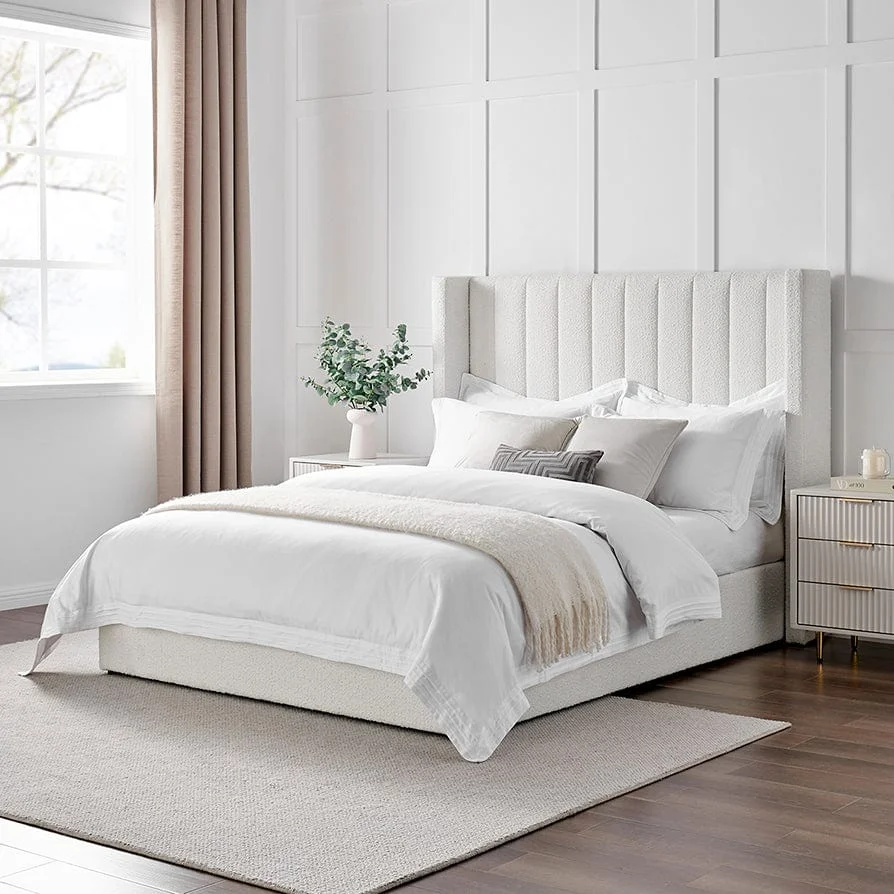 Luxury Bouclé Upholstered Platform Bed with Gas Lift Storage Luxury Bouclé Upholstered Platform Bed with Gas Lift Storage - Image 1