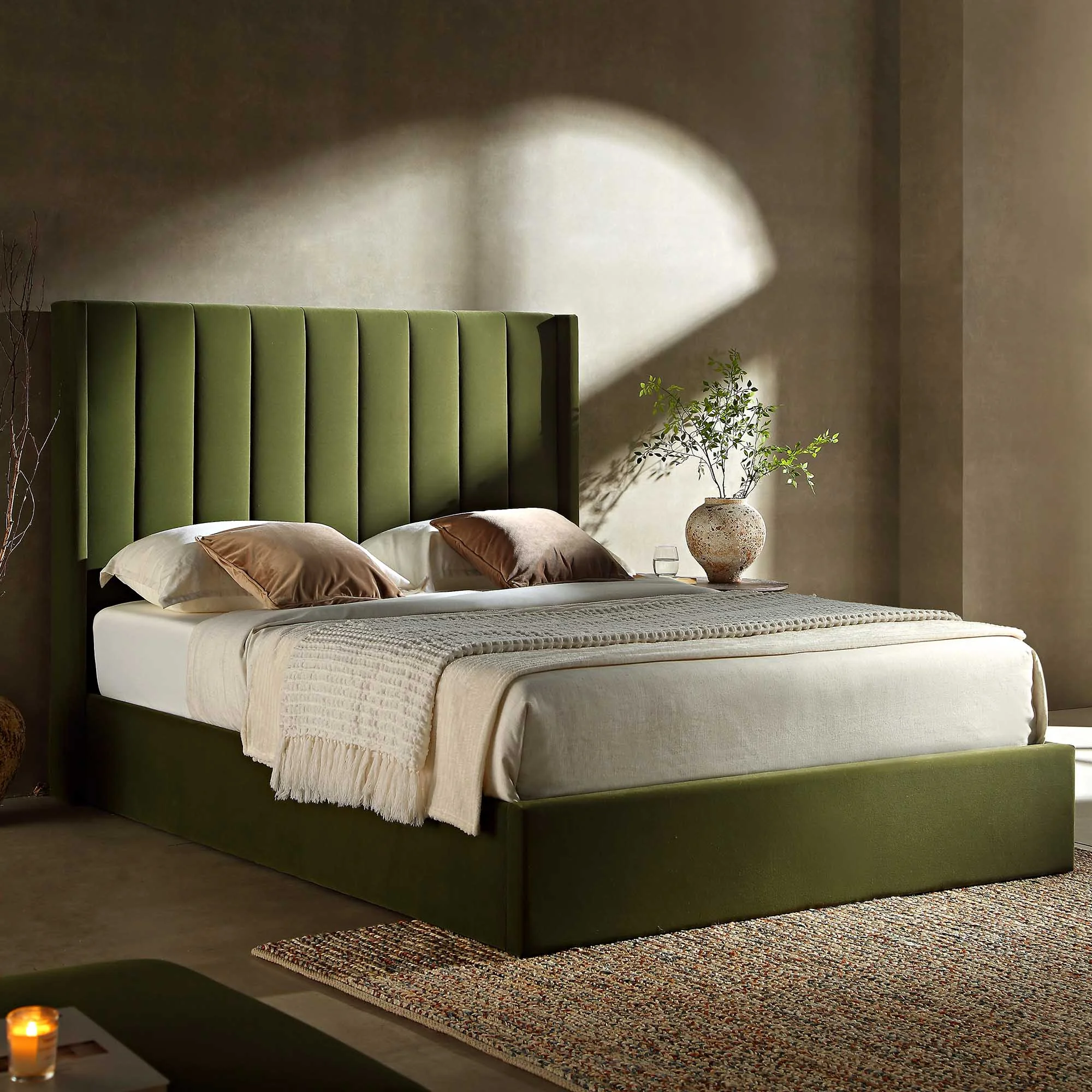 The Florence Moss Velvet Bed Frame 4 The Florence Moss Velvet Bed Frame - Image 1