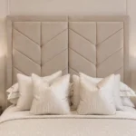 Chevron Ottoman Bed Frame in Plush Velvet Cream - Image 3