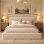 Boucle bed with option of Ottoman storage